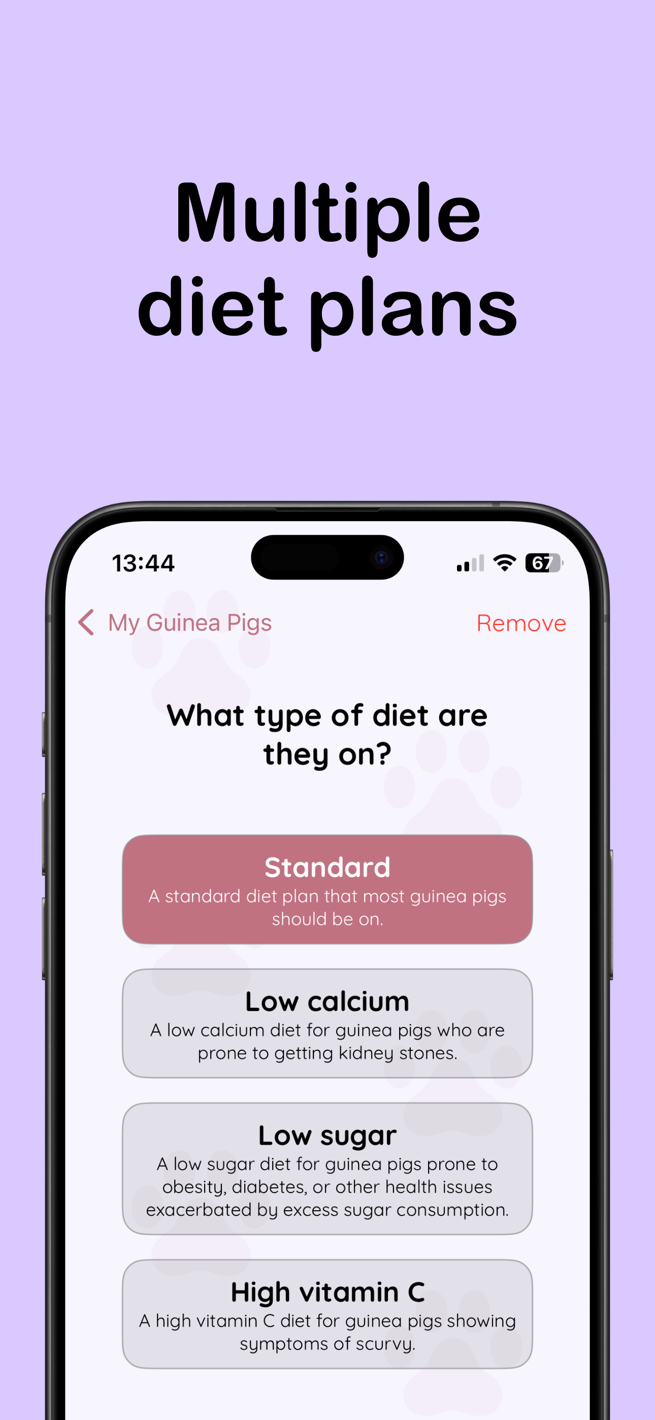 Multiple diet plans